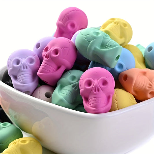 10PCS 14×20mm Solid Color Acrylic Skull Bead Set