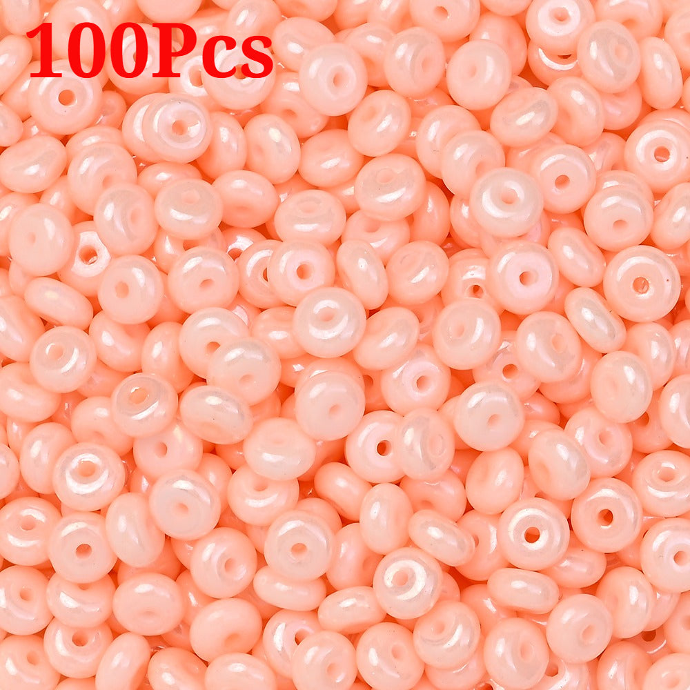Macaron Flat Round Glass Spacer Beads