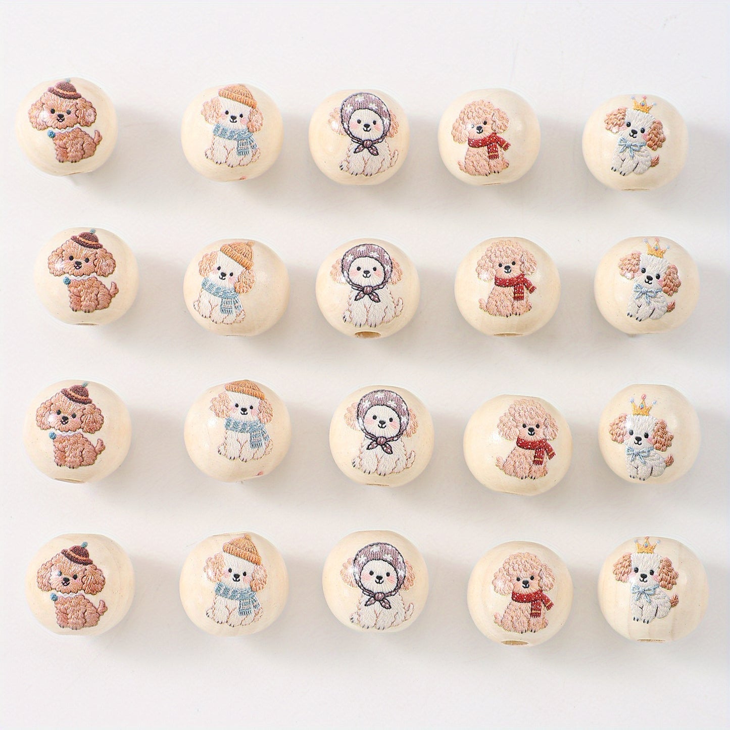 10pcs/set 16mm Dog Wooden Beads