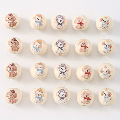 10pcs/set 16mm Dog Wooden Beads