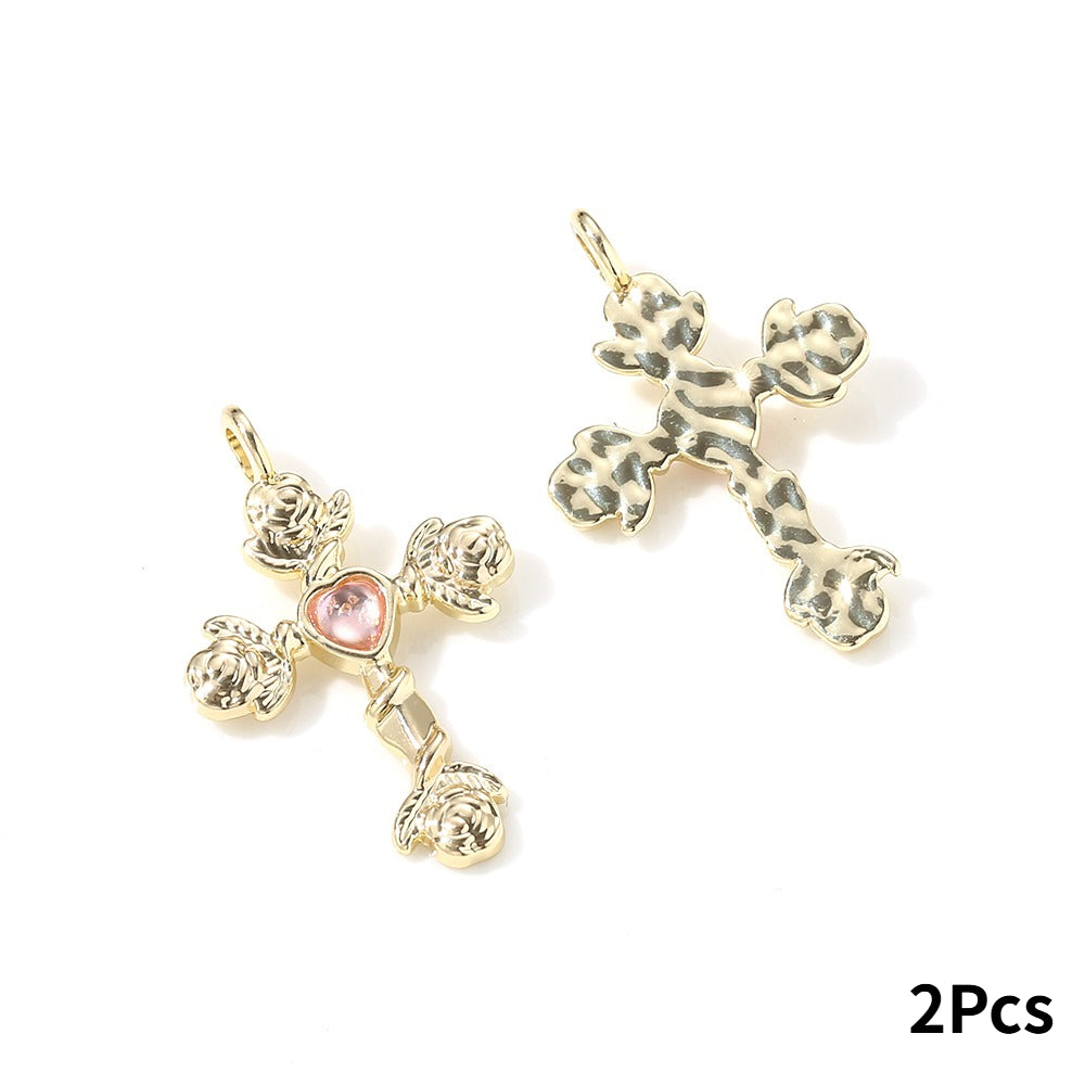 Y2K Rhinestone Cross Alloy Pendants