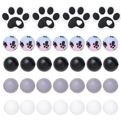 40PCS Paw Shape Silicone Bead Set
