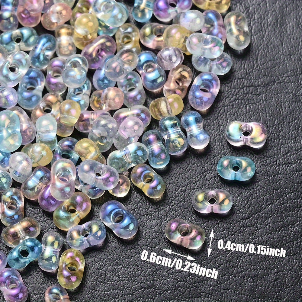 200pcs/set Transparent UV Color Peanut Shape Acrylic Beads