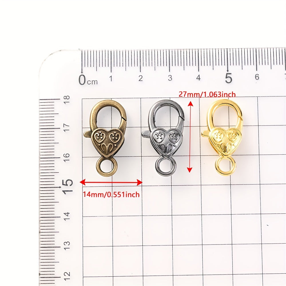 Peach Heart Alloy Lobster Clasps
