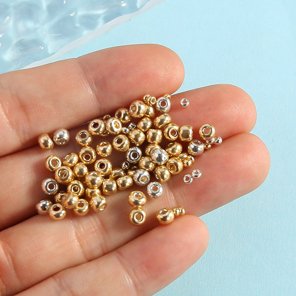 200/500/1000pcs Golden & Silvery Glass Seed Beads