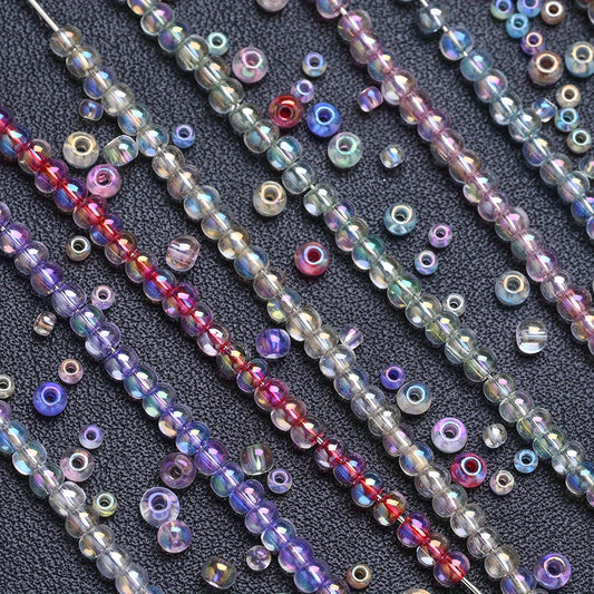 500/1000pcs 2/3mm Transparent Dyed Core Glass Rice Beads
