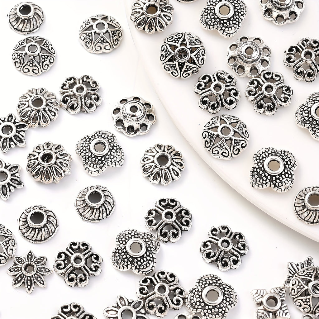50/100pcs Mix Torus Flower End Caps Beads for Jewelry Making DIY Handmade Crafts Bracelet Necklace Accessories