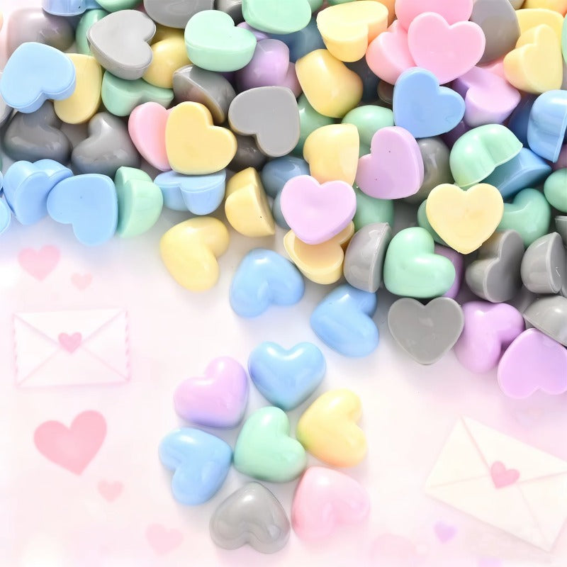 20/40pcs 12x13mm Colorful Heart Adhesive Beads
