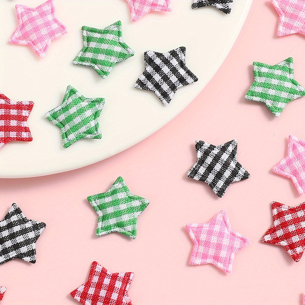 Plaid Star Embroidered Patches