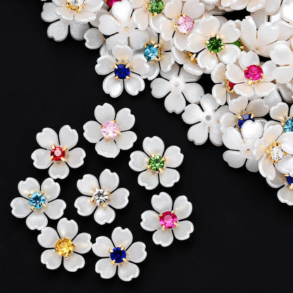 White Rhinestone Flower Acrylic Beads