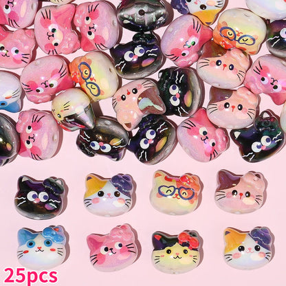 UV Color Cartoon Cat Acrylic Beads
