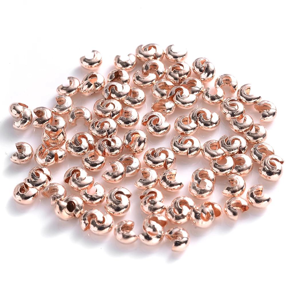 100pcs Copper Round Crimp Cover Beads