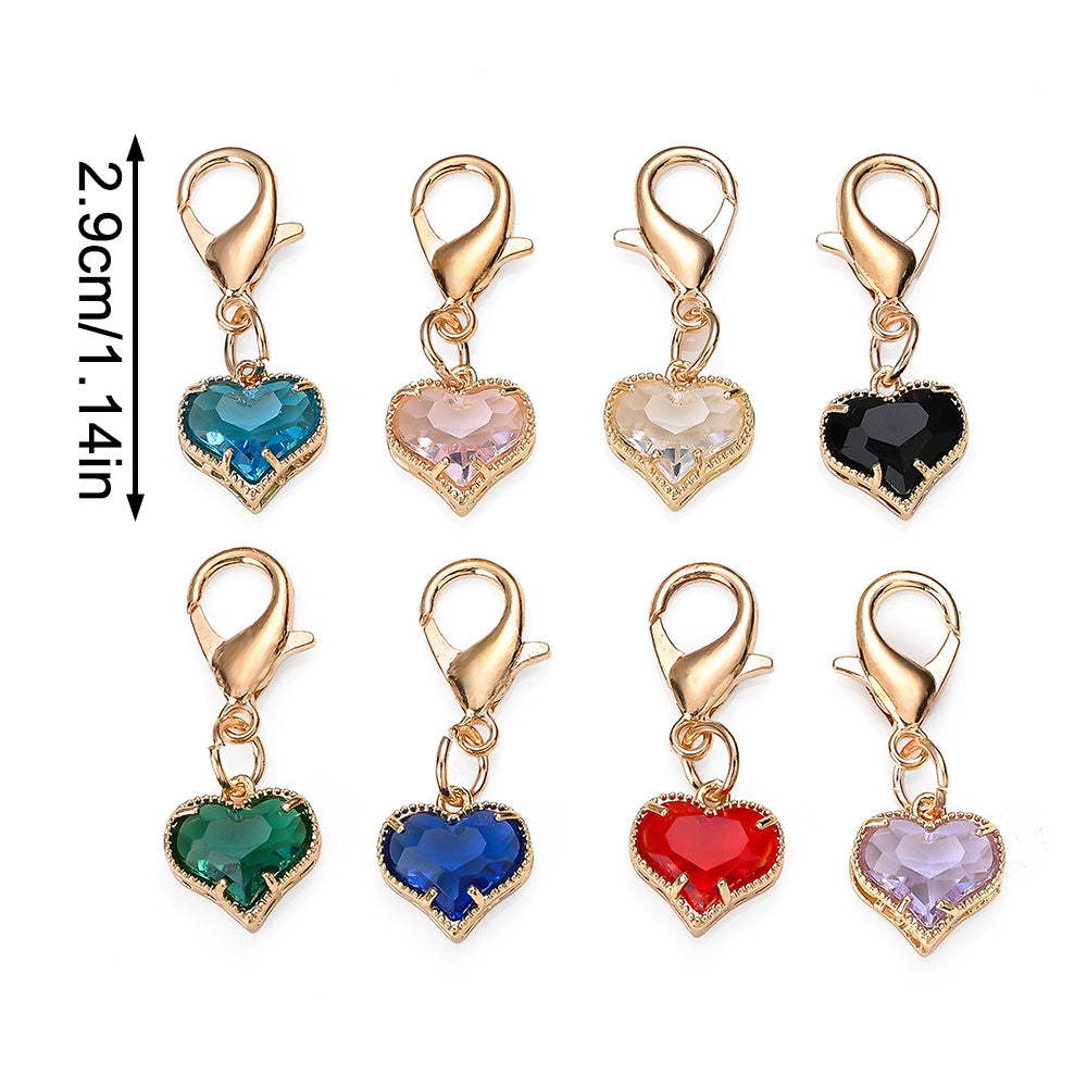 Colorful Crystal Heart Pendant Charms