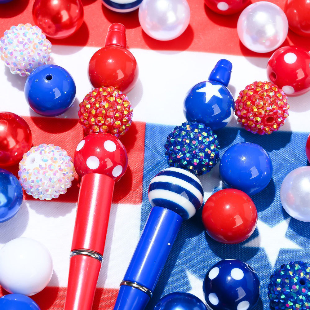 Patriotic Rhinestone Ball Beads
