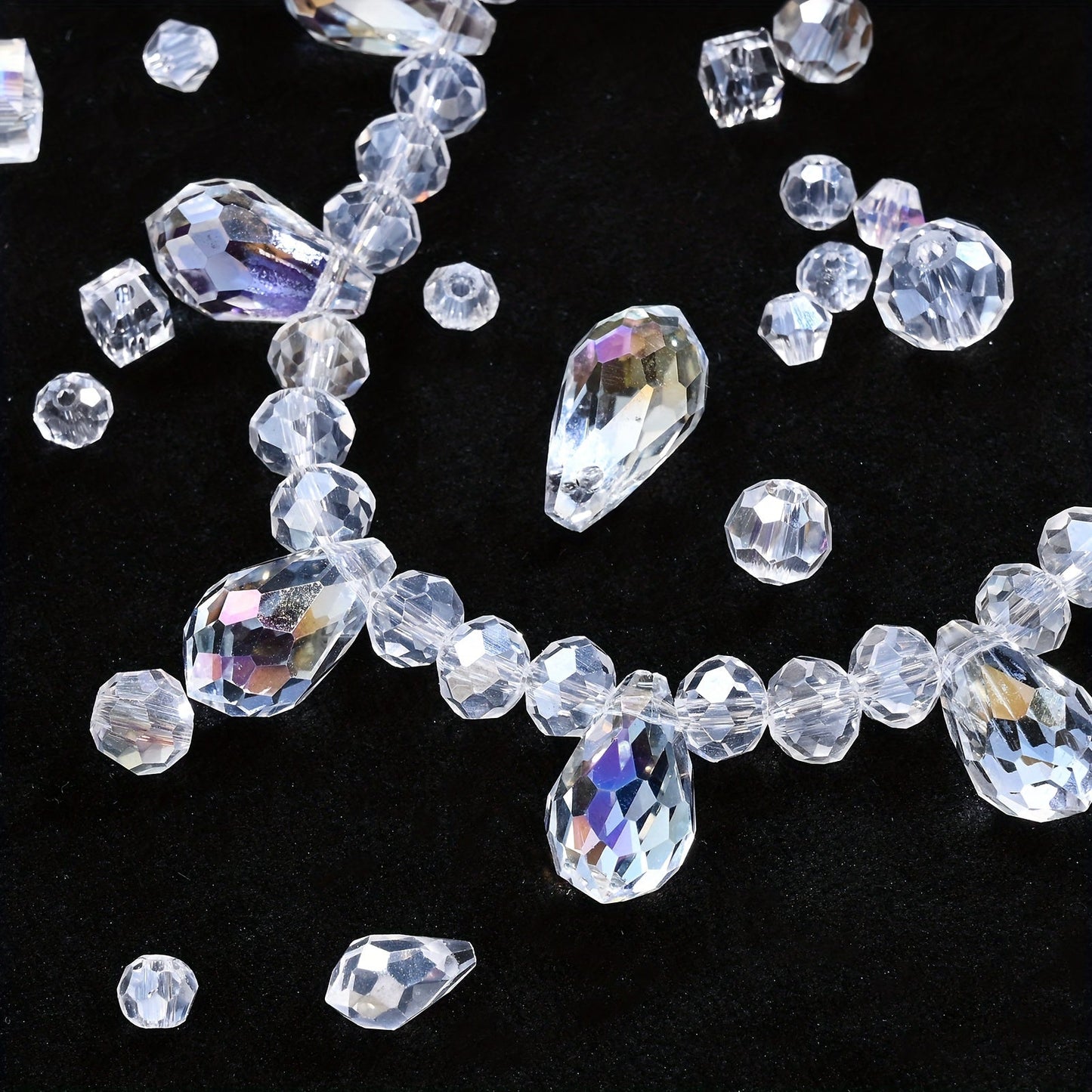 200PCS Geometric Transparent Glass Bead Set