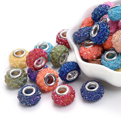 Colorful Flower Acrylic Large Hole Spacer Beads