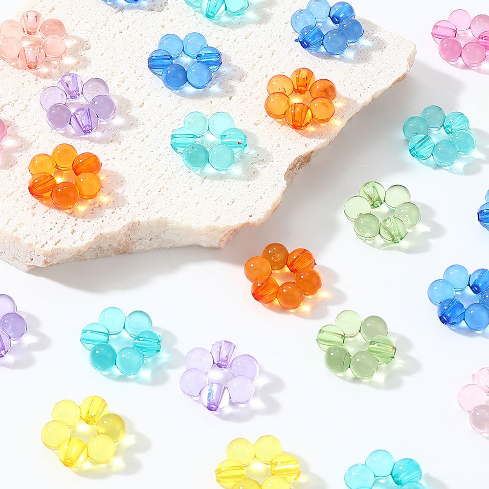 50pcs 17x16mm Transparent Flower Acrylic Beads