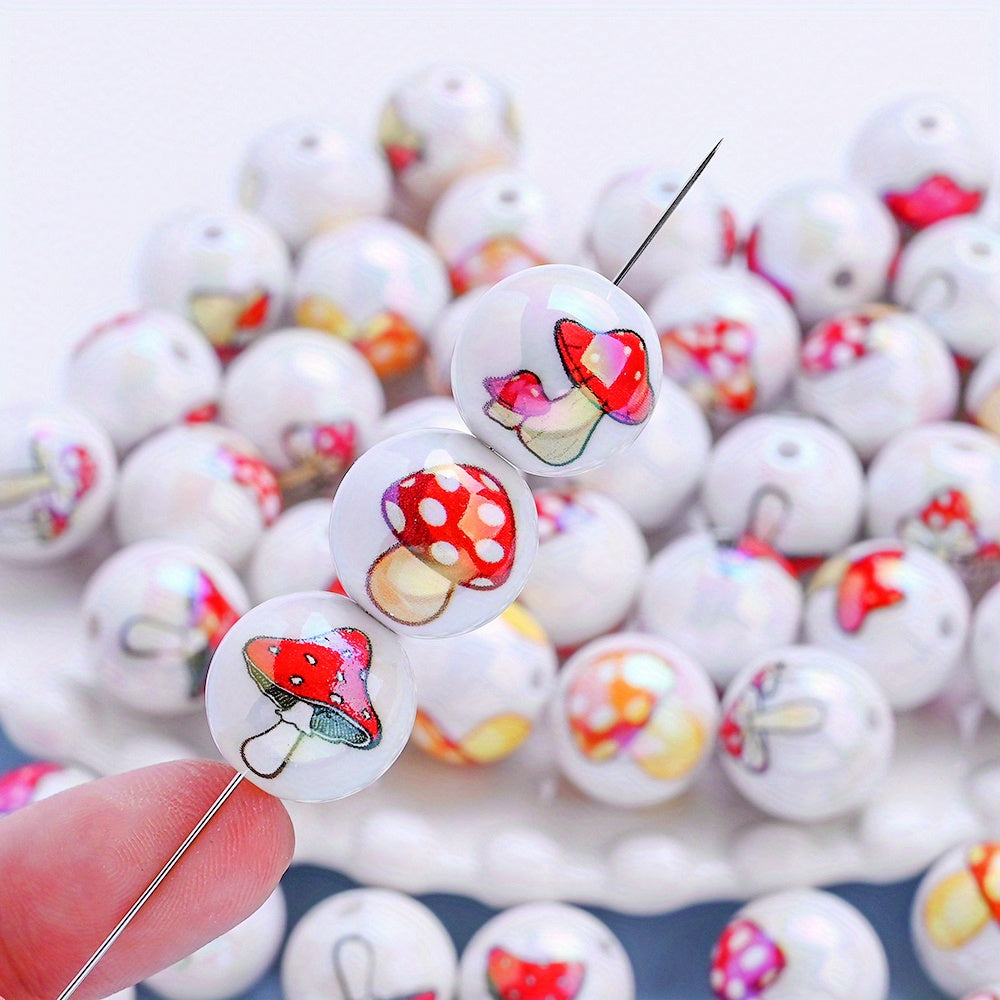 10pcs Red Mushroom Design Acrylic Beads