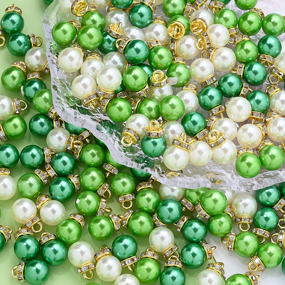 Green Imitation Pearl Pendant Beads