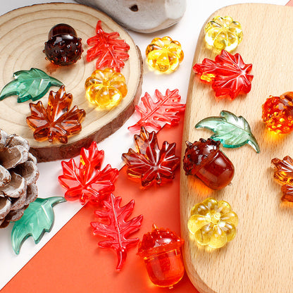 160g Resin Maple Leaf, Pumpkin & Hazelnut Decorative Set