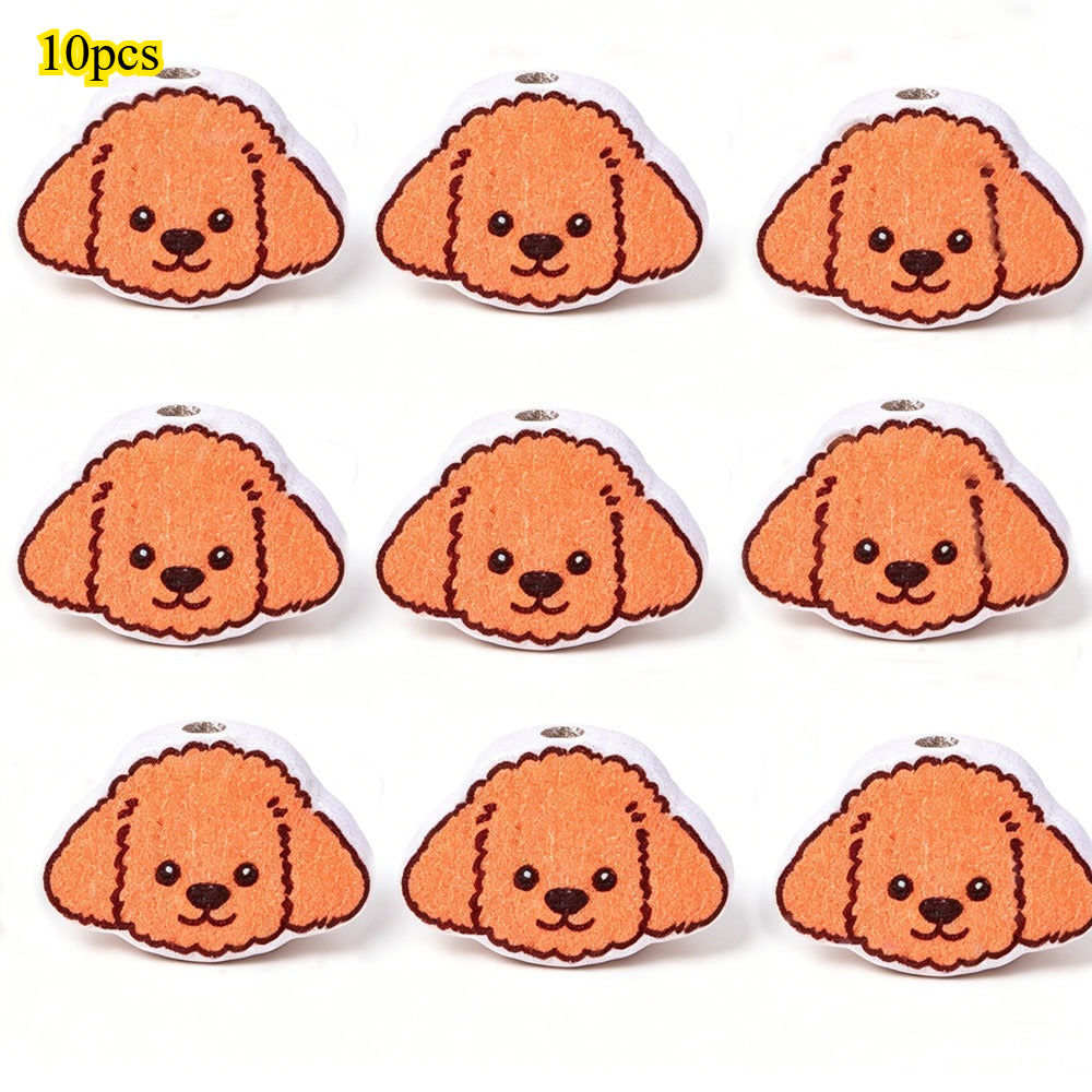 Dog-Themed Wooden Beads