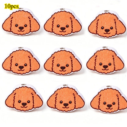 Dog-Themed Wooden Beads