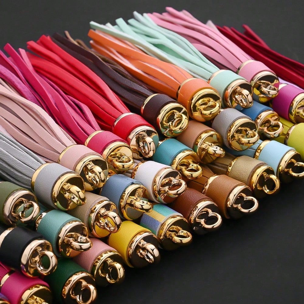 Leather Tassel Metal Keychains