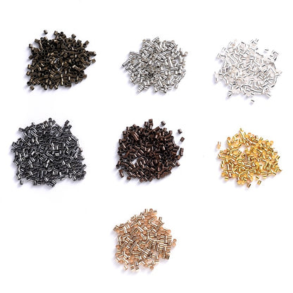 500pcs Golden & Silvery Copper Crimp End Beads