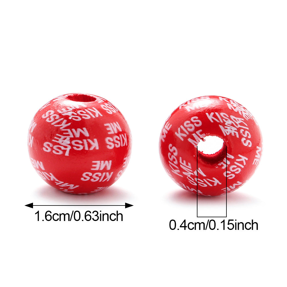 Valentine’s Day Printed Wooden Beads