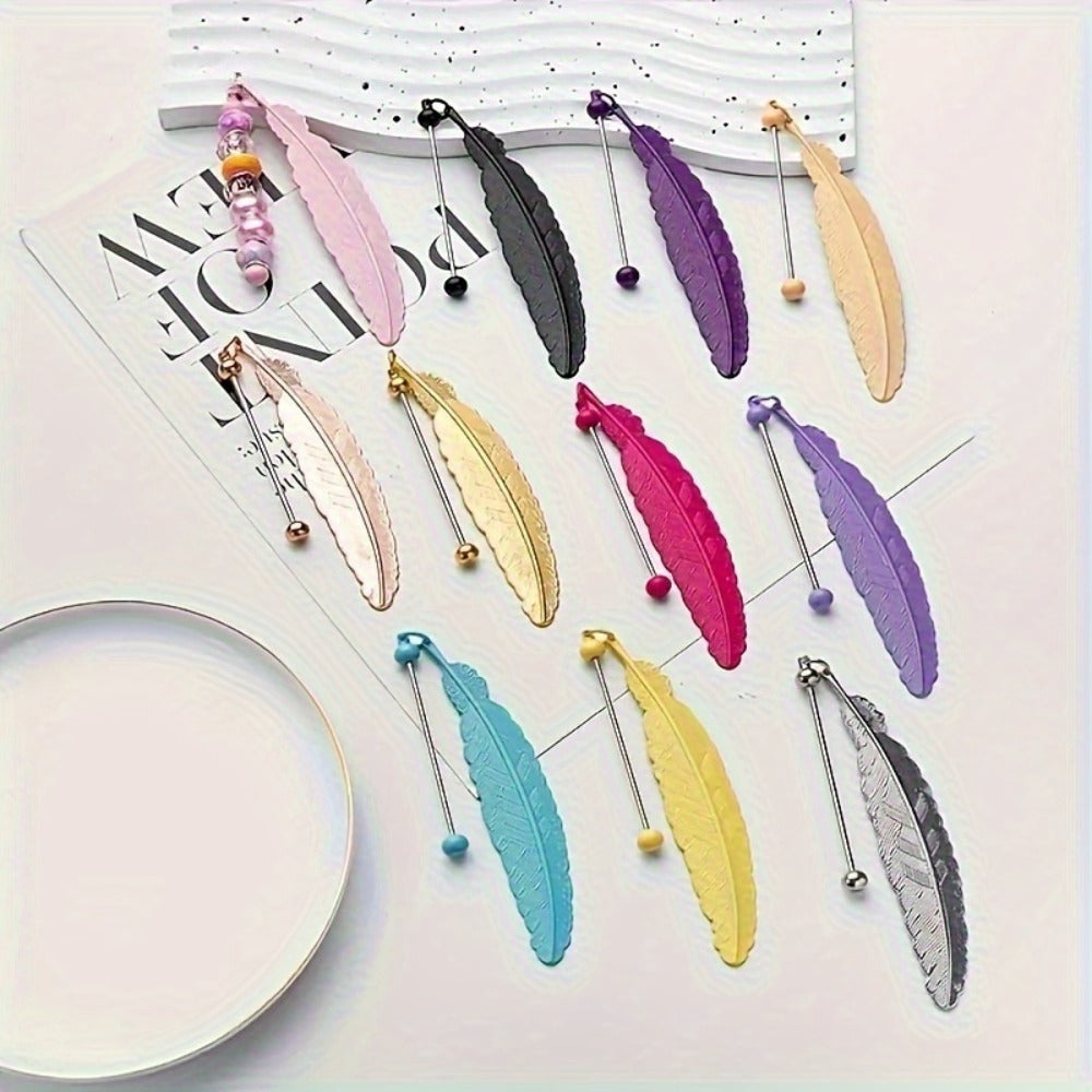 Creative Beadable Feather Blank Bookmarks Set