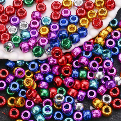 100pcs 5x9mm Shiny Laser Color Acrylic Pony Beads