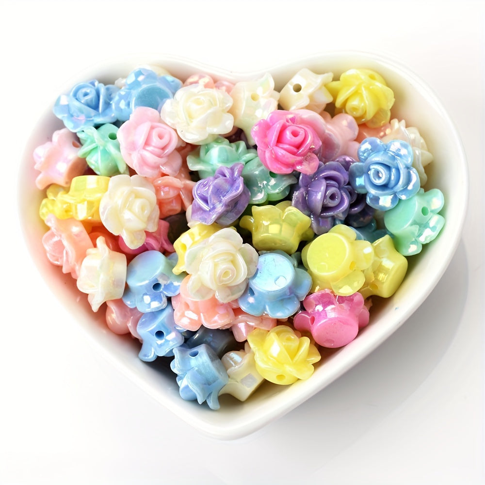 Mixed Color AB Shiny Flower Acrylic Beads