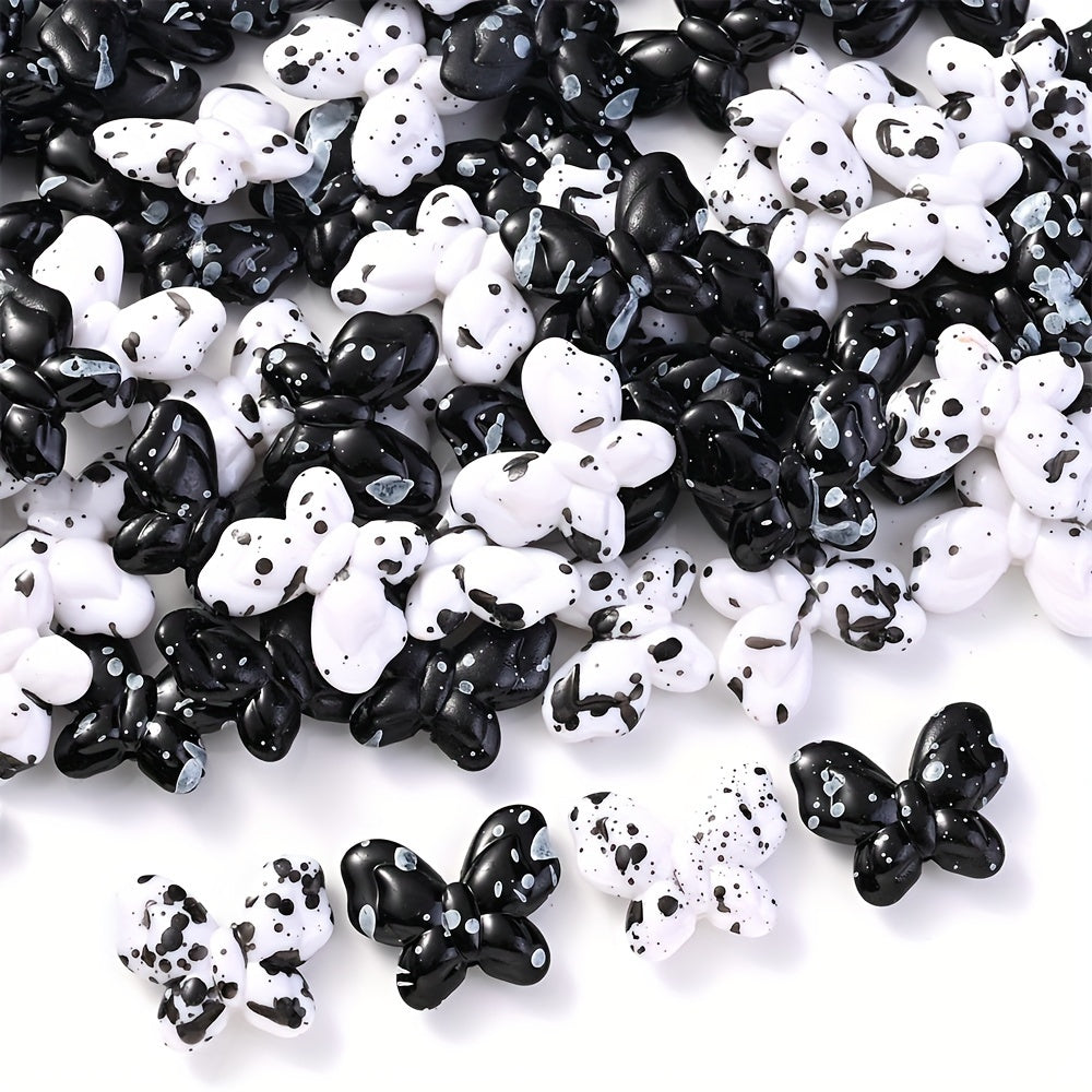 Black and White Butterfly Acrylic Beads