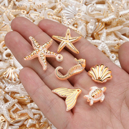 Boho Acrylic Ocean Golden Edge Starfish Turtle Charms