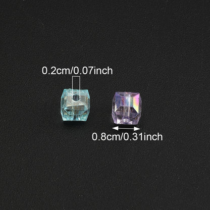 50/100pcs 8mm Ice Shape Square Faceted Acrylic Beads