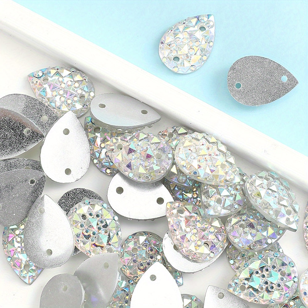 White Droplet Shape Resin Patches