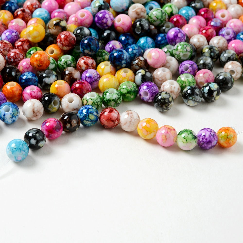 100pcs 8mm Cracked Acrylic Loose Spacer Beads