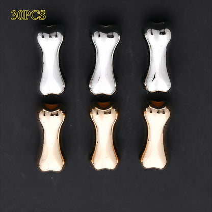 30/50pcs 15/20mm Golden & Silvery Bone-Shaped CCB Beads