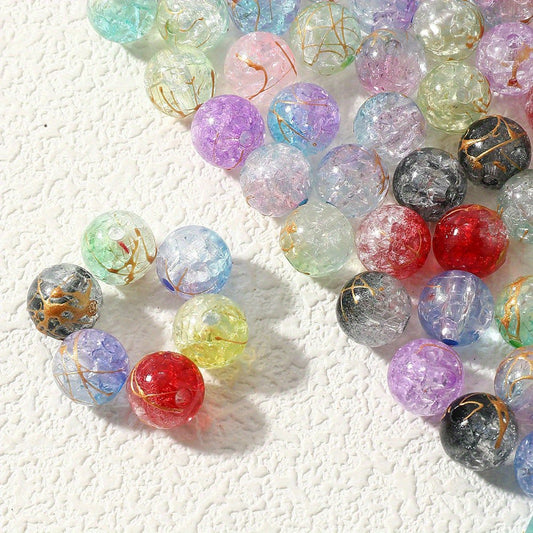 Colorful Acrylic Gold Line Crack Beads