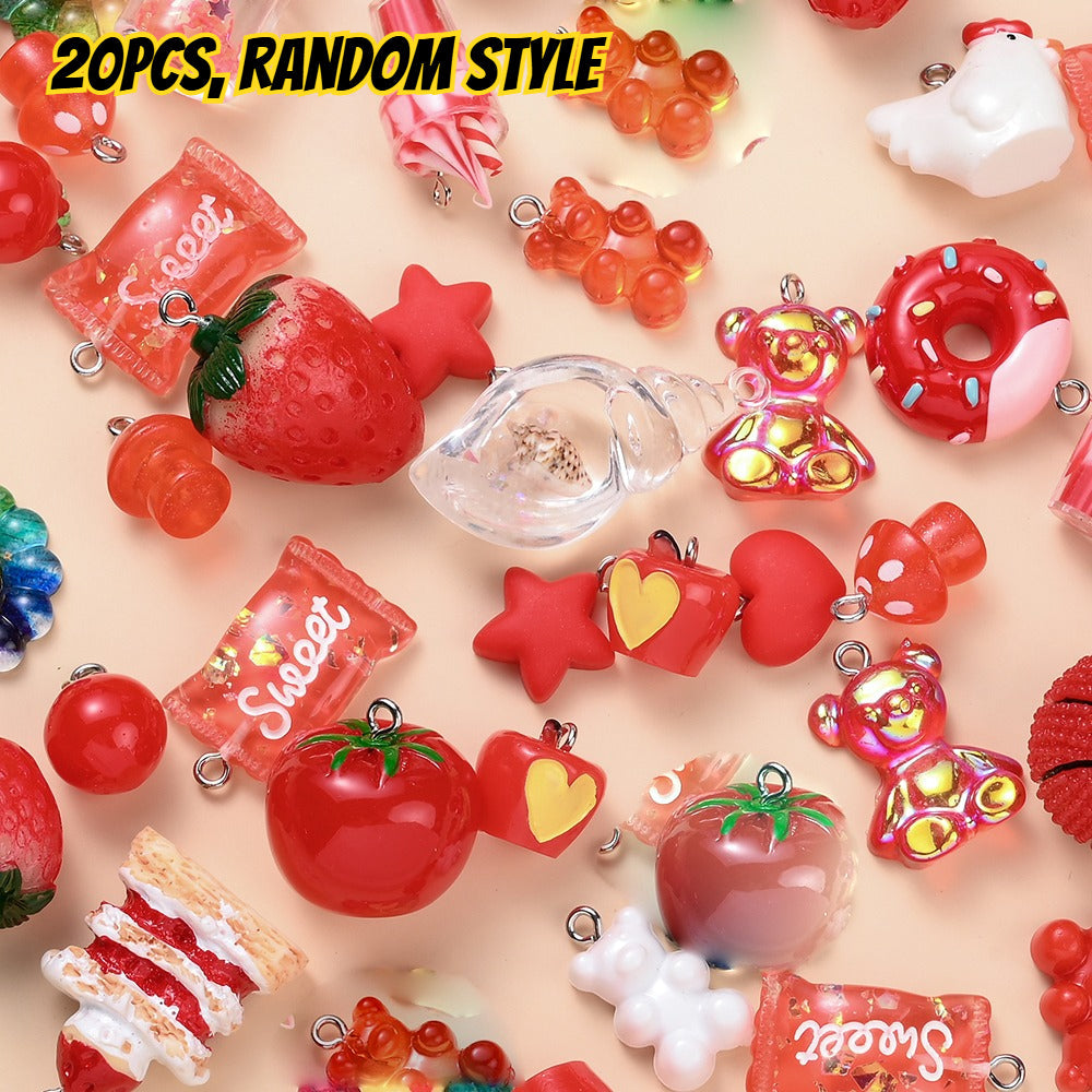 20-Piece Random Fruit, Animal & Flower Resin Charms