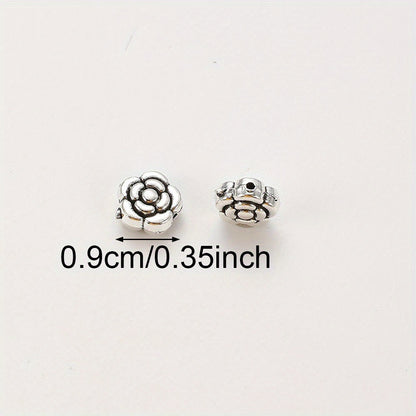 20pcs 9mm Antique Silvery Flower Spacer Beads