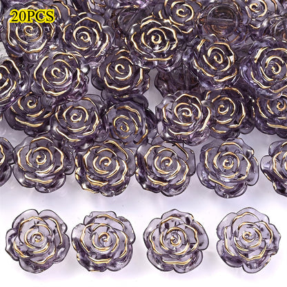 Transparent Camellia Flower Acrylic Beads