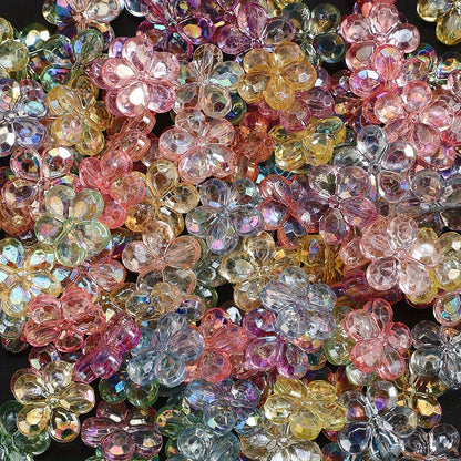 100pcs AB Mixed Color Transparent Flower Acrylic Beads