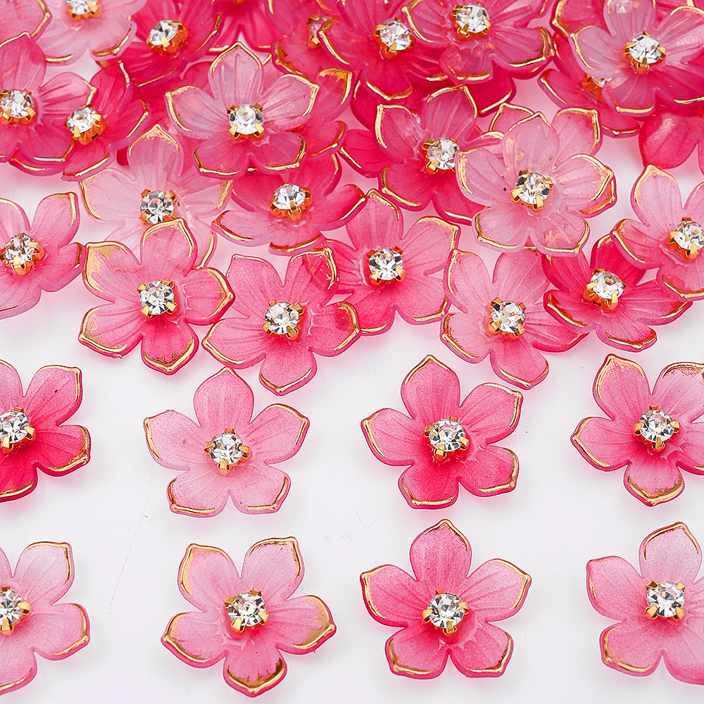 Gradient Five-Petal Flower Acrylic Beads