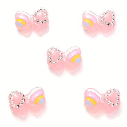 5PCS 16×24mm Luminous Bow Acrylic Bead Set