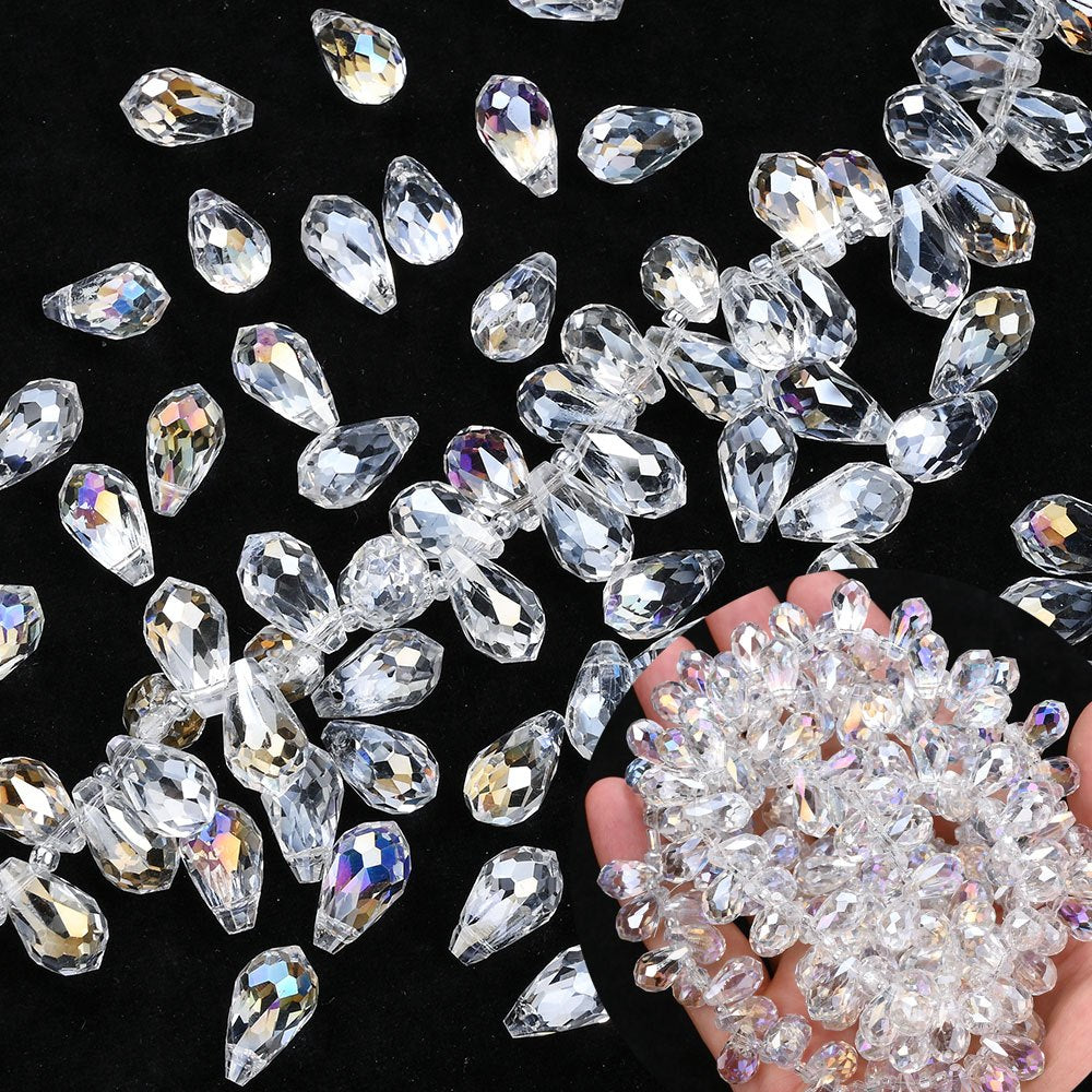 90/95pcs 5/6/8mm Glass Water Droplet Transparent AB Beads