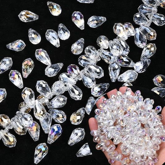 90/95pcs 5/6/8mm Glass Water Droplet Transparent AB Beads