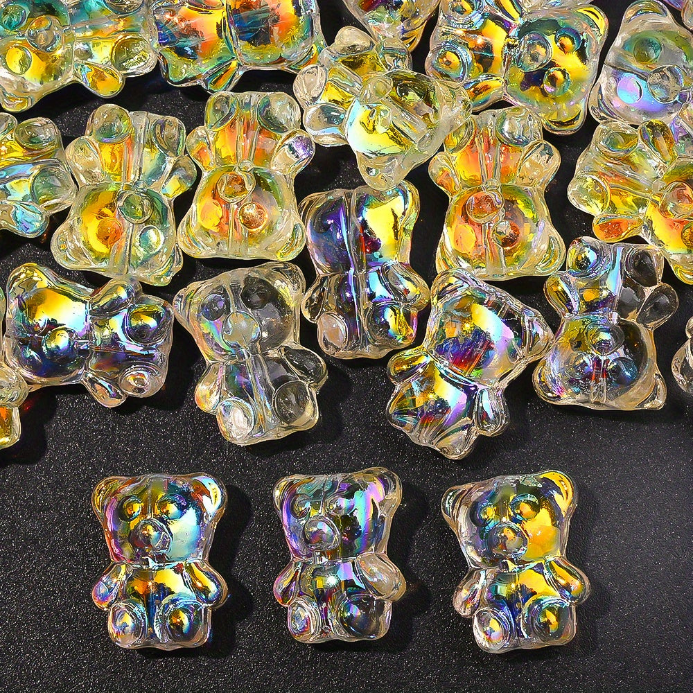 20PCS 15×12mm Transparent AB Bear Glass Spacer Beads