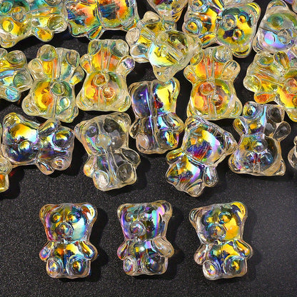 20PCS 15×12mm Transparent AB Bear Glass Spacer Beads