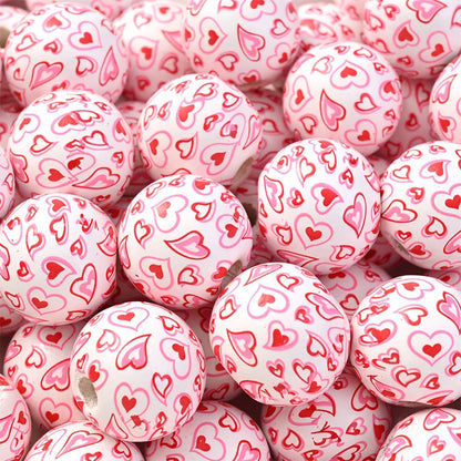 Red Heart Wood Beads